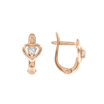 Серьги из красного золота 585 пробы с фианитами 