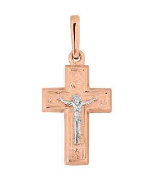 Cross from red and white gold of 585 assay value 