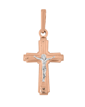 Cross from red and white gold of 585 assay value 