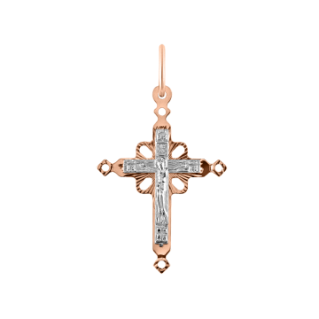 Kreuz Anhänger aus Rot/ Weißgold 585° 
