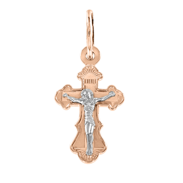 Kreuz Anhänger aus Rot/ Weißgold 585° 