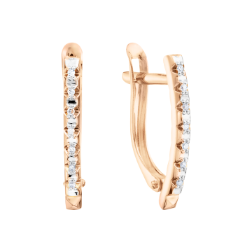 Earrings in red gold of 585 assay value with diamonds 