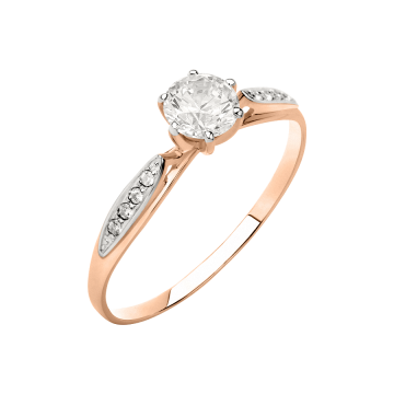 Женские кольцо из красного золота 585 пробы с фианитами Swarovski 