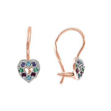 Серьги из красного золота 585 пробы с фианитами 
