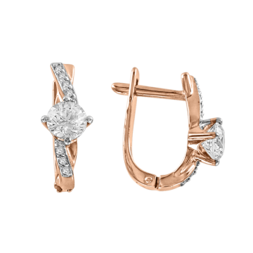 Серьги из красного Золота 585 пробы с кристаллами Swarovski и цирконом 