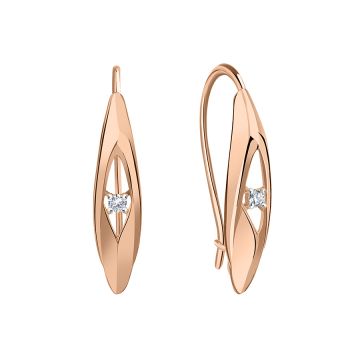 Серьги из красного золота 585 пробы с фианитами 