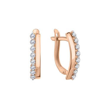Серьги из красного золота 585 пробы с фианитами 