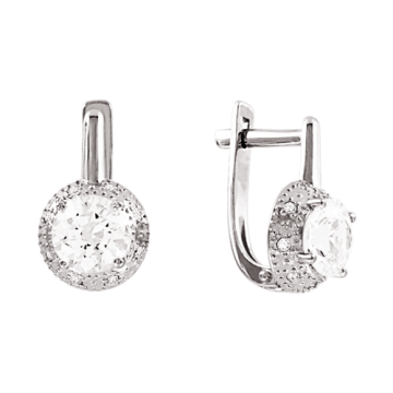 Серьги из белого Золота 585 пробы с фианитами Swarovski 