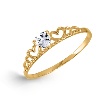 Lady´s ring in yellow and white gold of 585 assay value with zirconia 