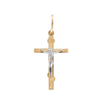 Cross made from yellow gold of 585 assay value 