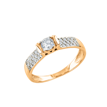 Кольцо из желтог золота с Фианиты Swarovski 