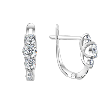 Серьги из белого Золота 585 пробы с фианитами Swarovski 