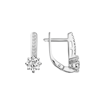Серьги из белого Золота 585 пробы с фианитами 