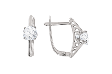 Серьги из белого Золота 585 пробы с фианитами 